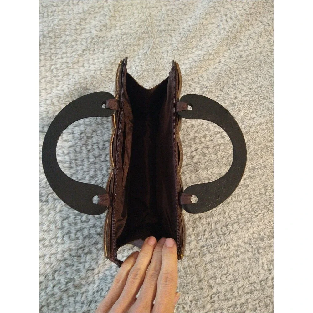 Vintage Y2K wooden clutch brown Small hand  bag